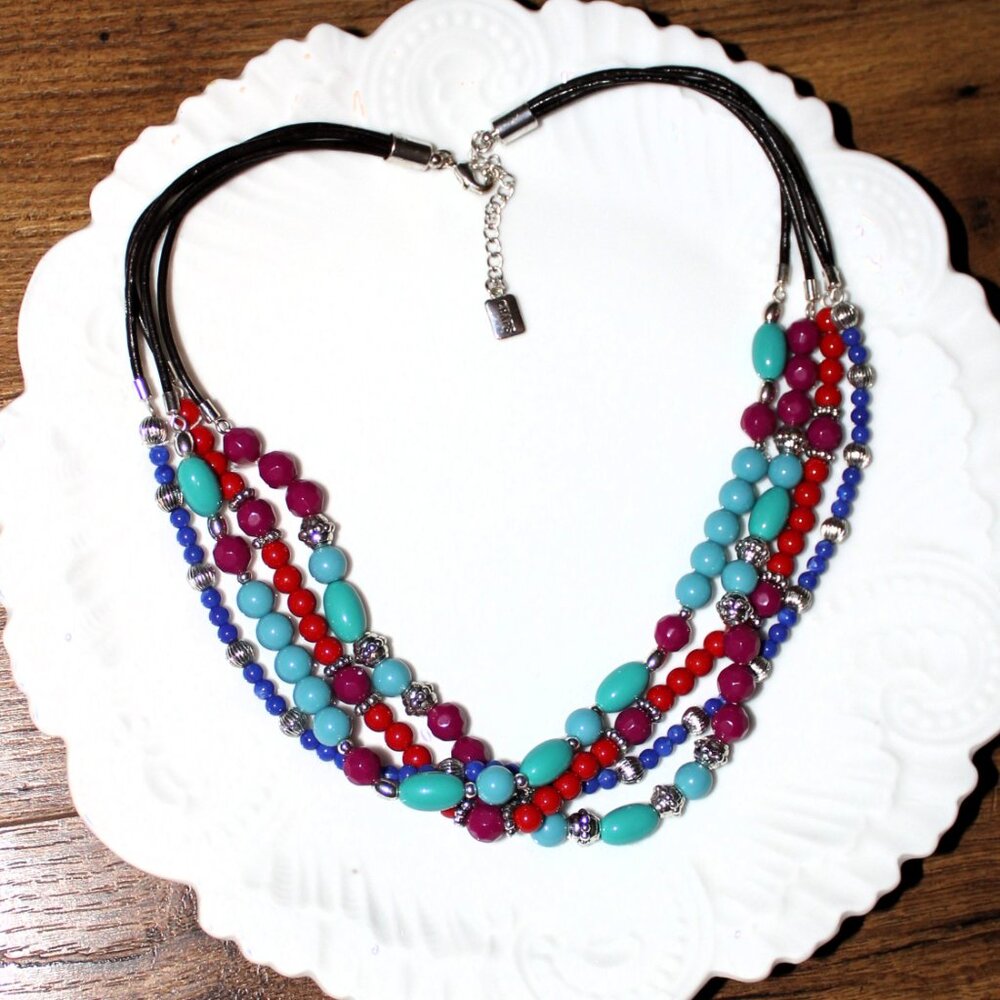 Vibrant Multicolor Beaded Statement Necklace By C… - image 5